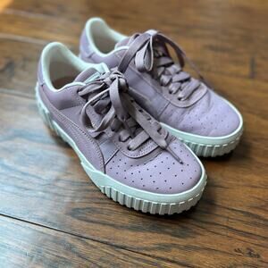 Puma Kids Cali Nubuck Sneakers‎ Elderberry Leather Sz 4 Youth